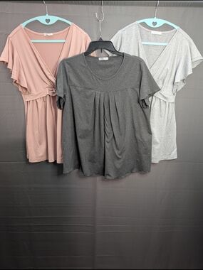 Set Of Three Short Sleeve Maternity/Nursing Tops